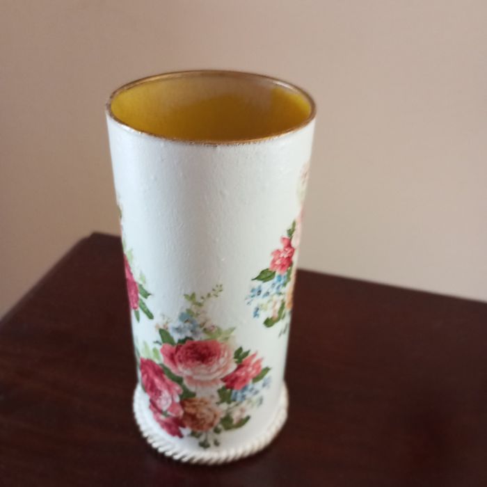 komplet-szkatułka, wazonik i świecznik hand made