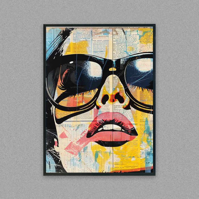 plakat w stylu Andy Warhol pop art, plakat kobieta w okularach