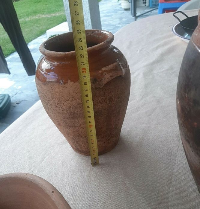 2 potes e 1 alguidar em barro