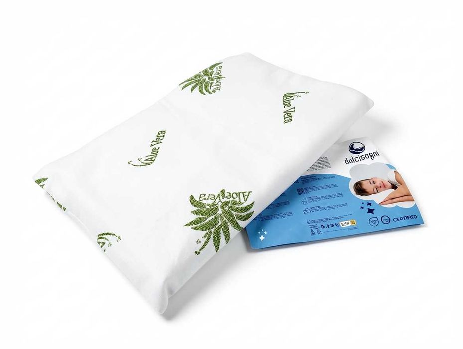 Y274 Dolcisogni Poduszka Ergonomiczna Pianka Z Pamięcią Kształtu Memory Foam Aloe Vera Oeko-Tex Certipur Pod Szyję Kark Kręgosłup Profilowana 60x40x6