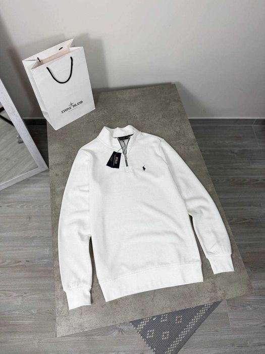 Чоловіча кофта Polo Ralph Lauren / Поло Ральф Лорен, біла, бавовна, блискавка 1/3, S–XL