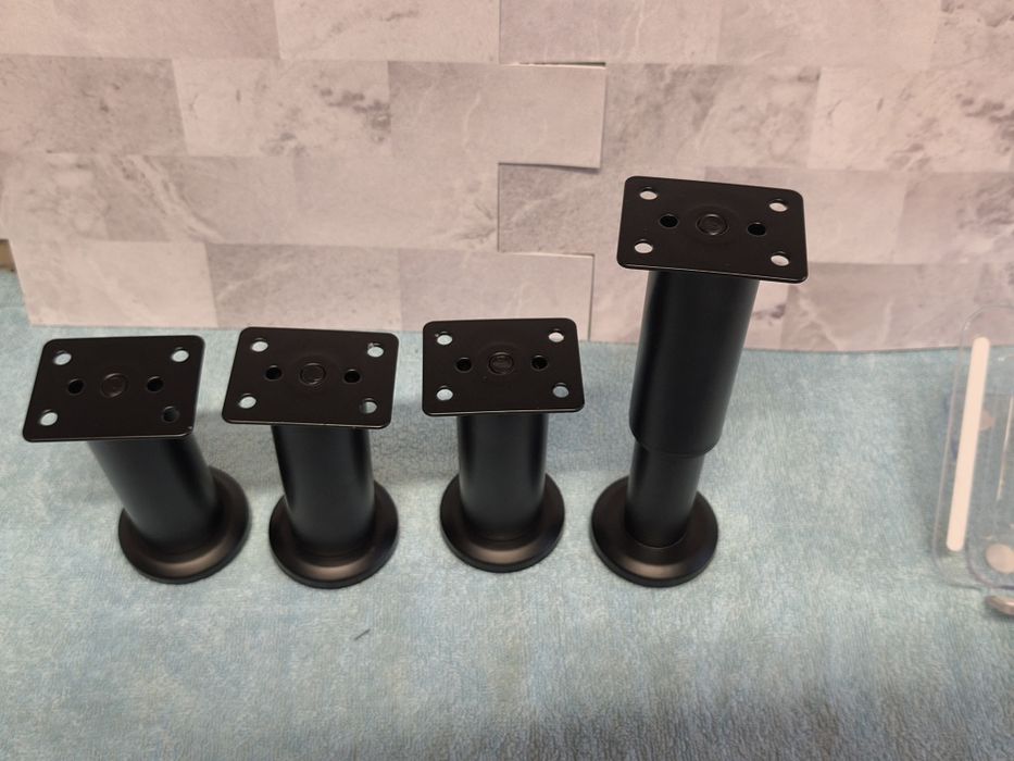 4 Pés Ajustáveis para Móveis, Pés Pretos 12-18 cm, P de Suporte em Metal para Armários, Mesas, Sofás, Camas, Pés Ajustáveis