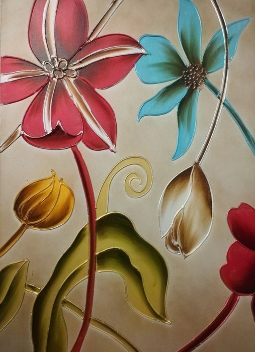 Tela pintada de flores