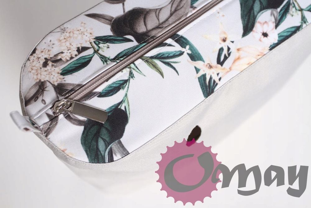 Organizer OBAG STANDARD cudne konwalie jasny szary 2 kieszenie OMAY.PL