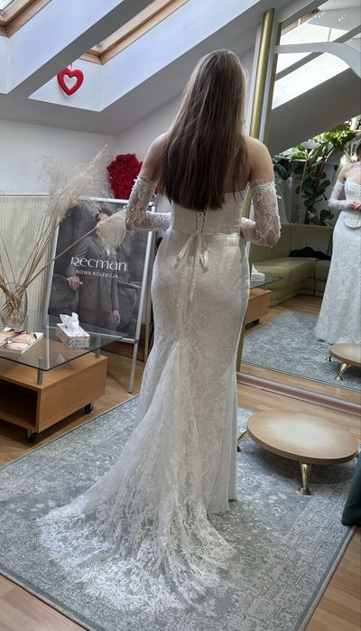 Suknia ślubna 2w1 – syrenka odpinany tren gorset (Ivory, S/M) Allégresse tangerina Anna Sposa