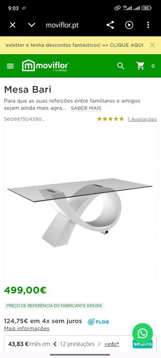 Mesa de jantar praticamente nova