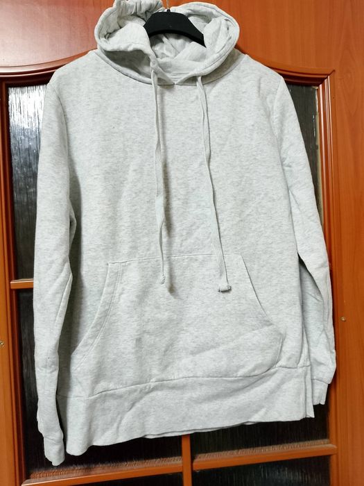 Bluza z kapturem sportowa kieszeń kangurek kolor szary melanż Sinsay S