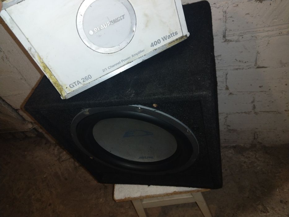 Zestaw car audio subwoofer Alpine SBE-1243BR i wzmacniacz Blaupunkt GTA 260