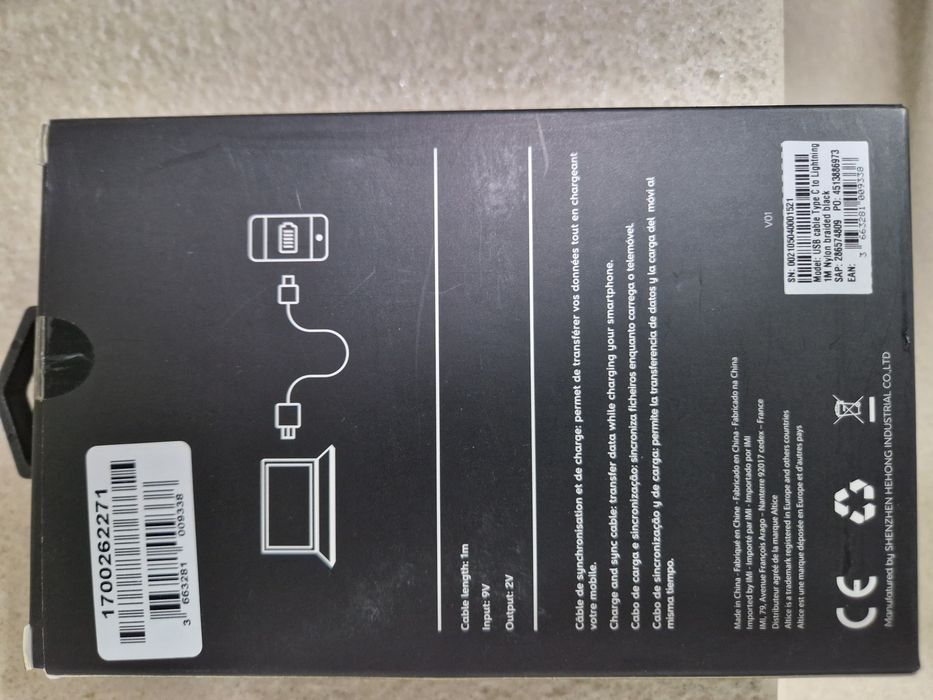 Cabo carregamento rapido iphone