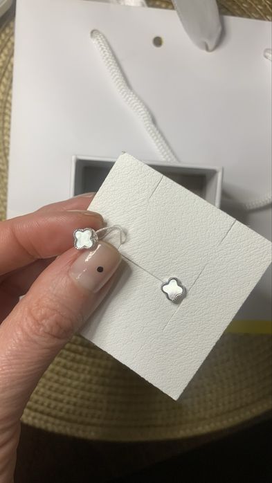 Сережки пусети, срібло, перламутр