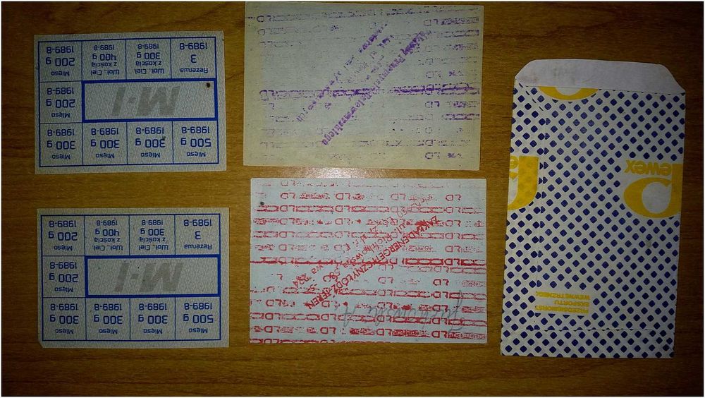 100% Oryginalne Kartki Na Mięso PRL Reglamentacja Towarów 1989 WYSYŁKA