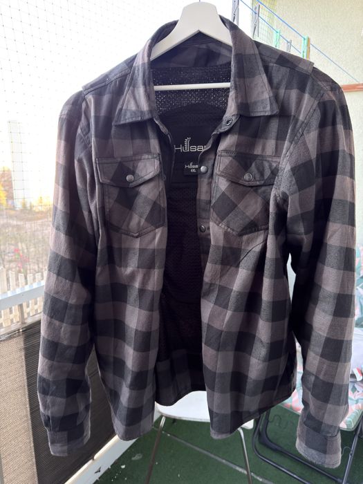 Koszula motocyklowa Husar 4XL czarna/szara w kratę