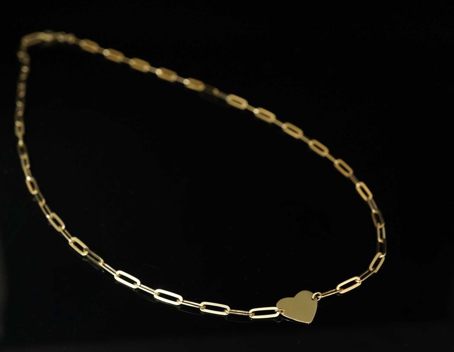 Złoto 585 - złoty łańcuszek, kolia naszyjnik z sercem