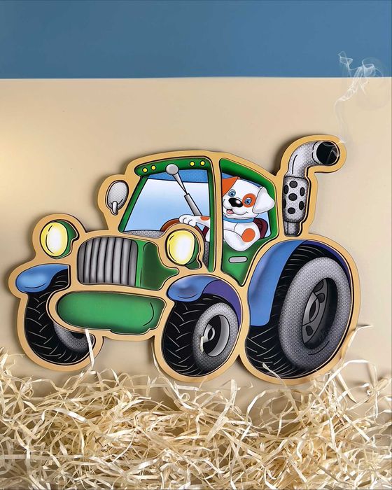 Drewniane puzzle konturowe «Ciągnik»