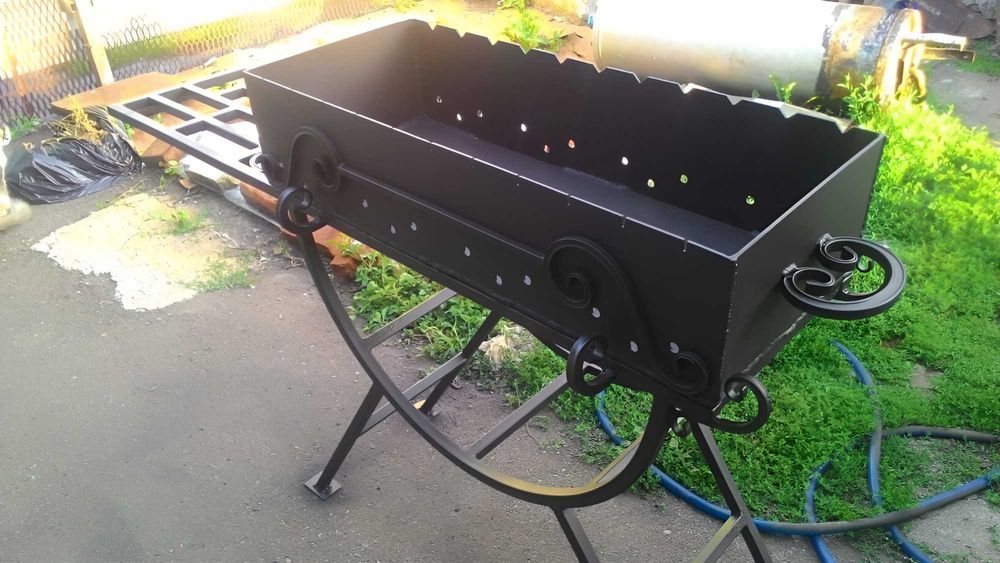 Мангал з пічкою під казан, товста сталь 5 мм, гриль BBQ