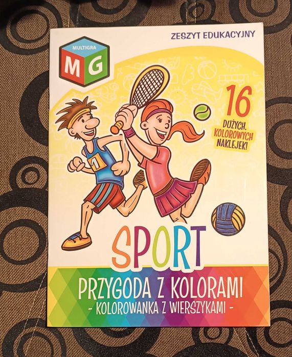 Sport - kolorowanka z wierszykami inaklejkami
