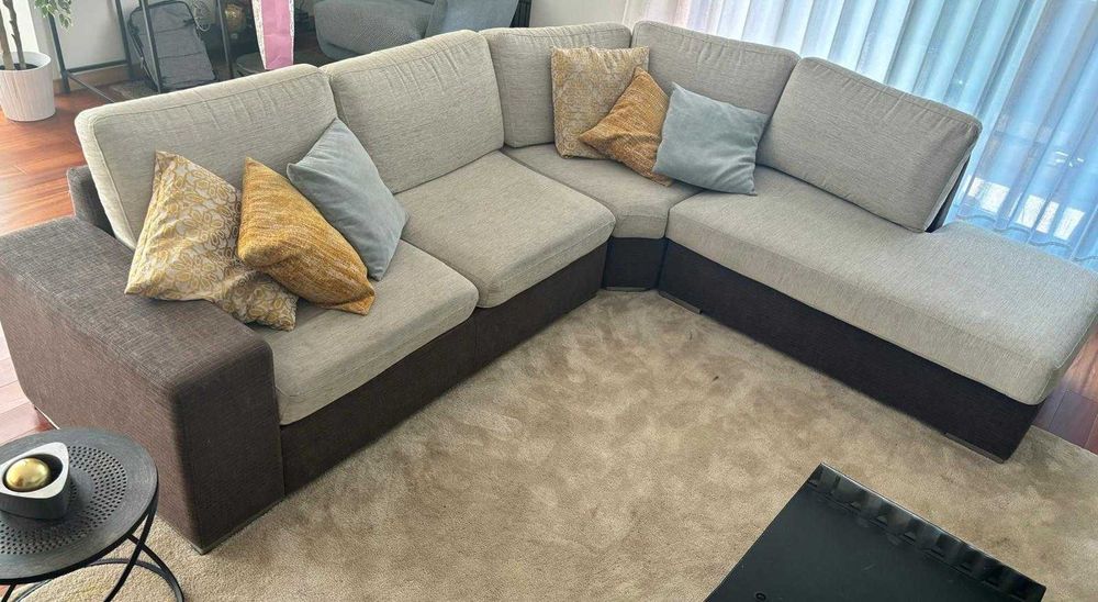 Sofá de canto, 5 lugares, semi-novo