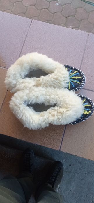 тапочки шкіряні на цегейці, теплі