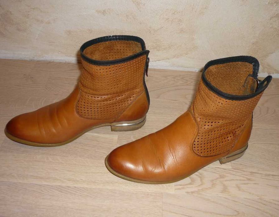Skórzane botki Camel roz. 37 Carinii Ażurowe Jesień
