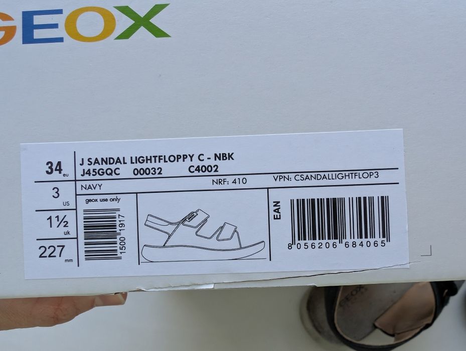 Geox sandały dziecięce LIGHTFLOPPY skórzane rozmiar 34 wkładka 22,3 cm