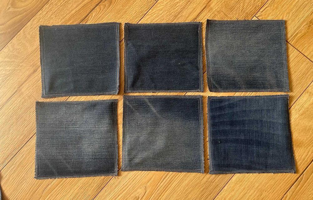 Komplet obrusik + 6 serwetek dżins niebieski Handmade 50zł