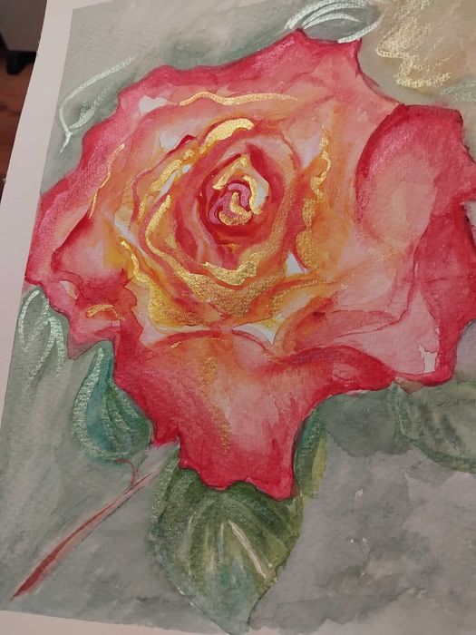 "Róża" obraz akwarela