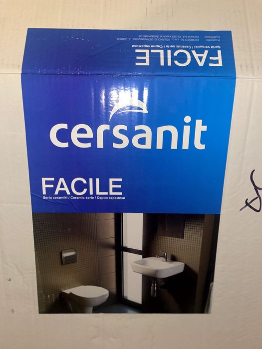 Cersanit Facile zestaw miska zawieszana, deska i umywalka