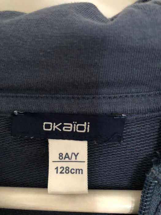 Okaïdi bluza z kapturem 128/8 lat kolor denim bardzo ładna jak nowa