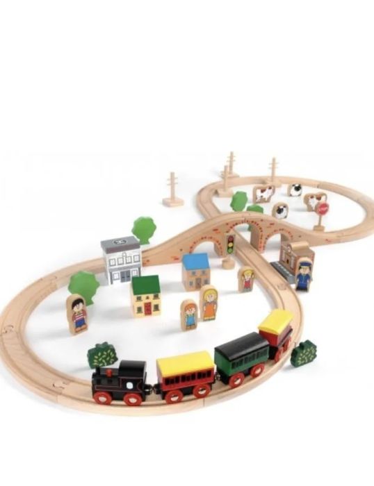 Tidlo Drewniana Kolejka Zestaw 50 elementów