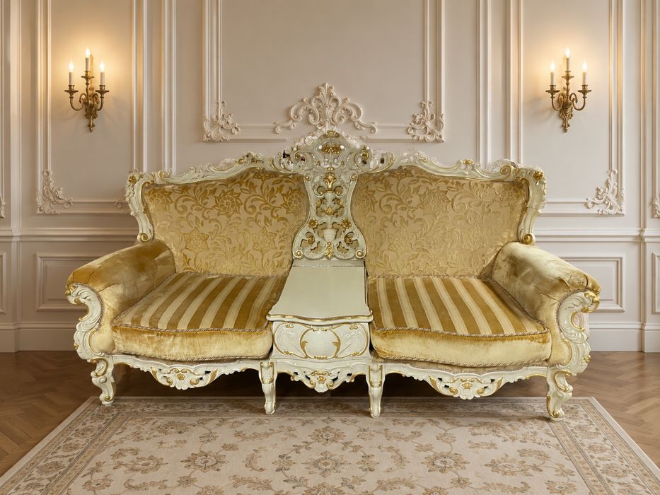 Zestaw włoski w stylu barokowym 3 sofy Morello Gianpaolo 2 x sofa 2 osobowa 1 x 3 osobowa barok Super Cena Italy włoskie Silik