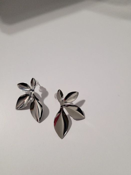 Kolczyki srebrne listki pół kwiatki NOWE ZARA