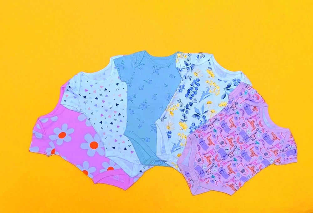 Бодіки (набір, 5шт) для дівчинки 6-9 міс (68-74 см). Ціна за набір