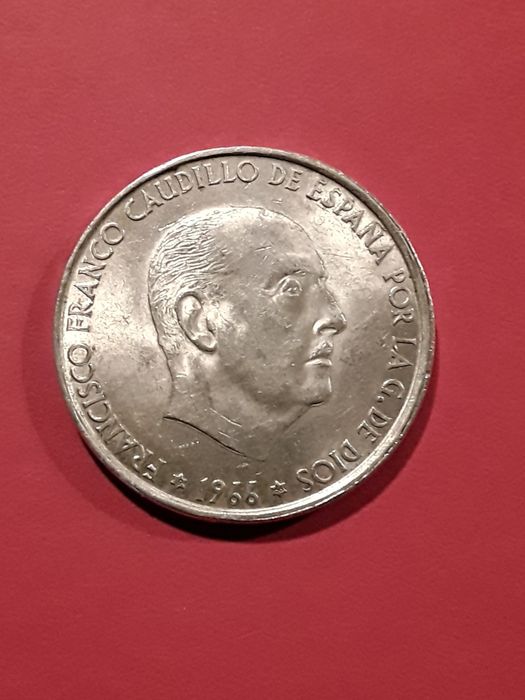 Moeda 100 (cien / cem) pesetas - Francisco Franco - 1966 em prata