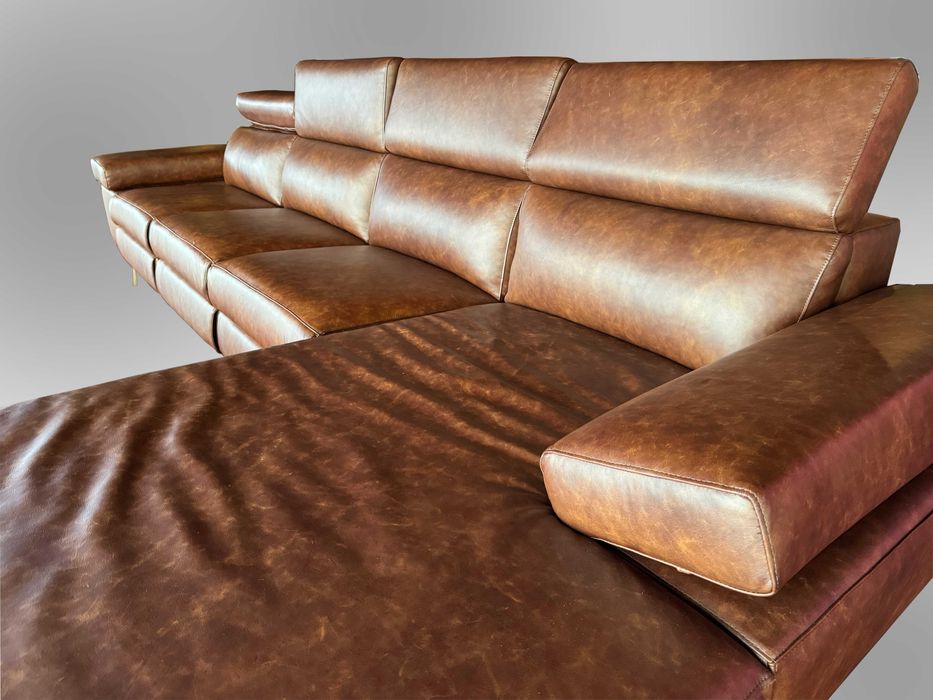 Sofá em pele castanho - Excelente estado