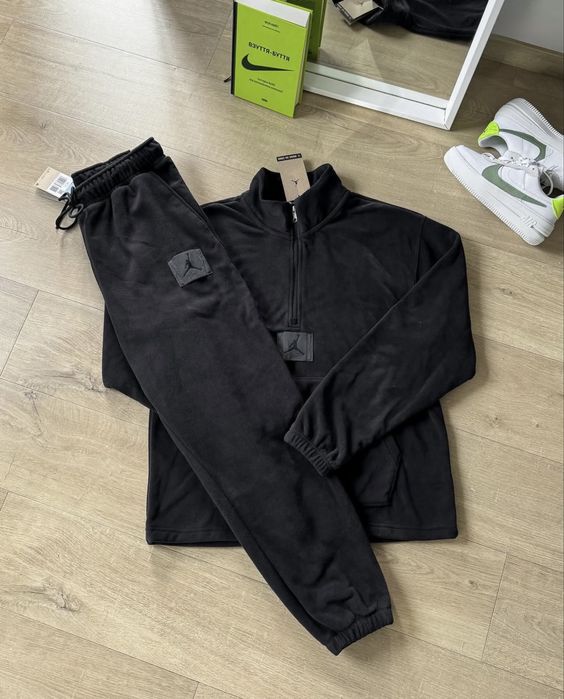 Костюм Nike Jordan Flight Polar Fleece Black Теплый Флис Штаны Худи