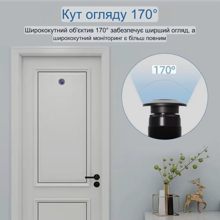 Умный Wi‑Fi дверной глазок с видеокамерой 3MP, 170°, iCSEE Видеоглазок