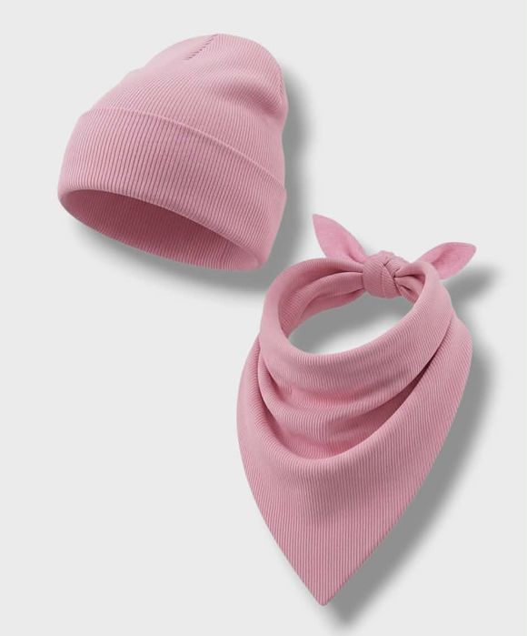 różowy prążkowany komplet dla dziewczynki 54-60