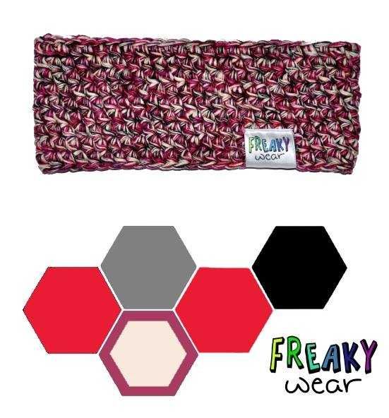 Rękodzieło opaska na głowę szydełko melanż S/M 48-56cm