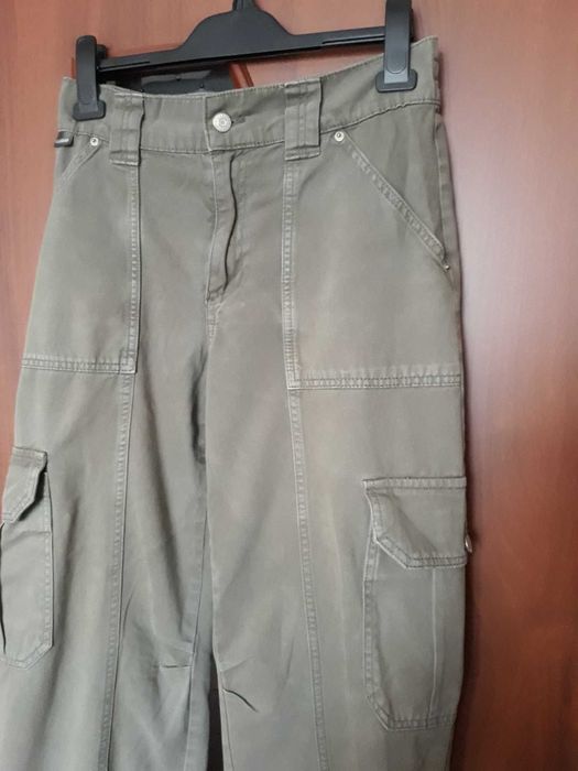 Spodnie bojówki khaki jak nowe Pull&Bear kieszenie oliwkowe r. 36