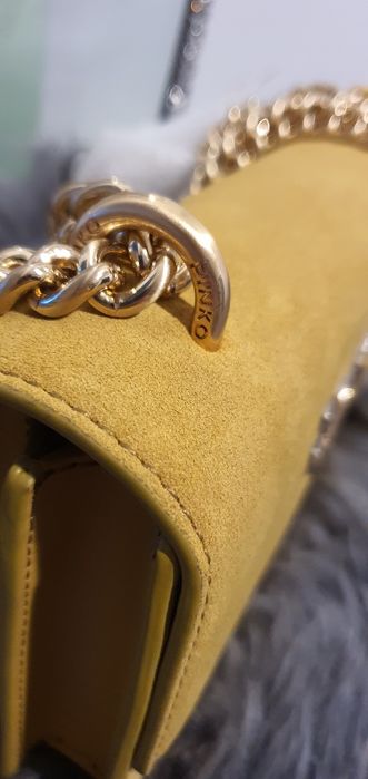 Torebka Pinko oryginalna żółta zamsz skóra skórzana nowa