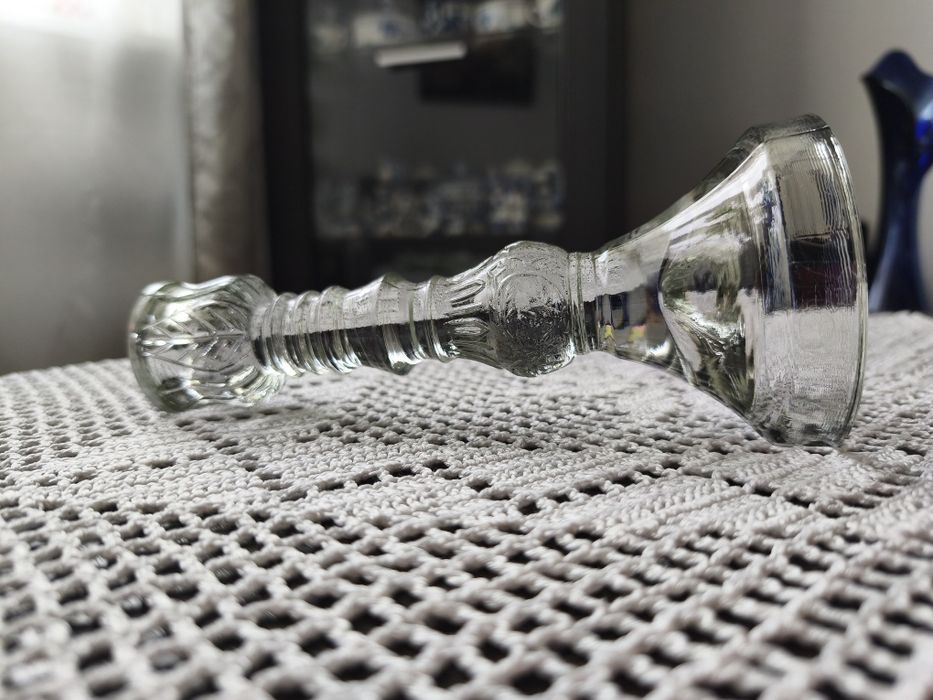 Szklany świecznik retro PRL