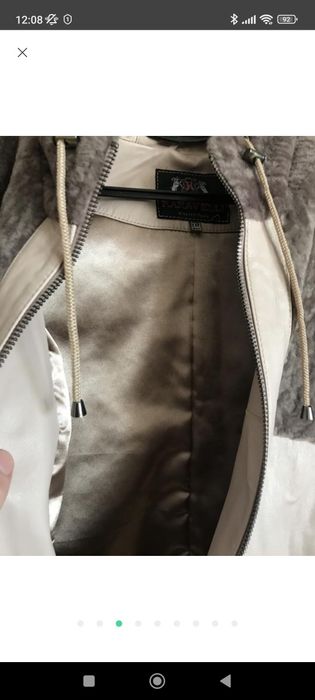 Кожаная куртка с капюшоном и меховыми вставками karavelli новая XL