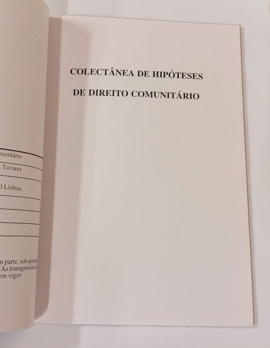 Coletânea de hipóteses de direito comunitário, de Patrícia Salvação Barreto