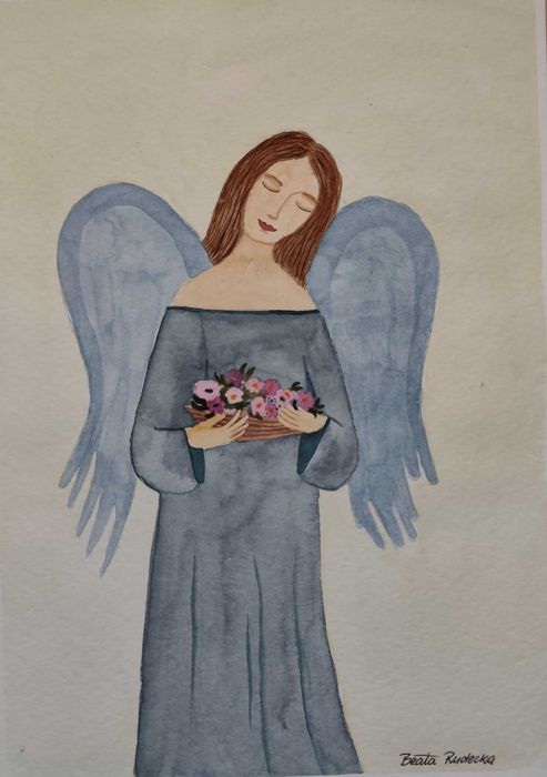 Akwarela Akwarelka Obraz pt: Anioł - A4