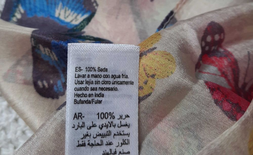 100% Jedwab Accessorize motyle wzór motyli szal jedwabny apaszka