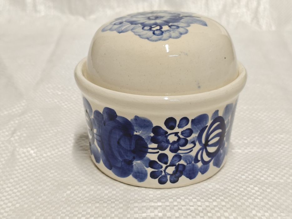 Pojemnik doniczka miska kubek fajans Włocławek kobalt NEW LOOK PRL