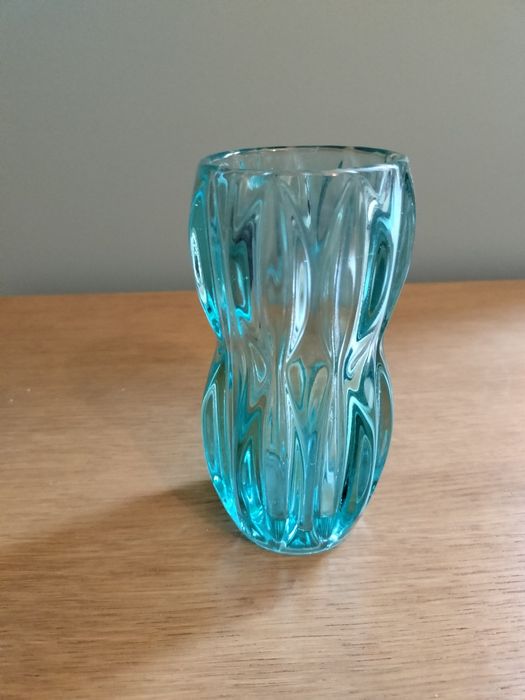Turkusowy wazon Jan Schmidt Union Glas Rosice
