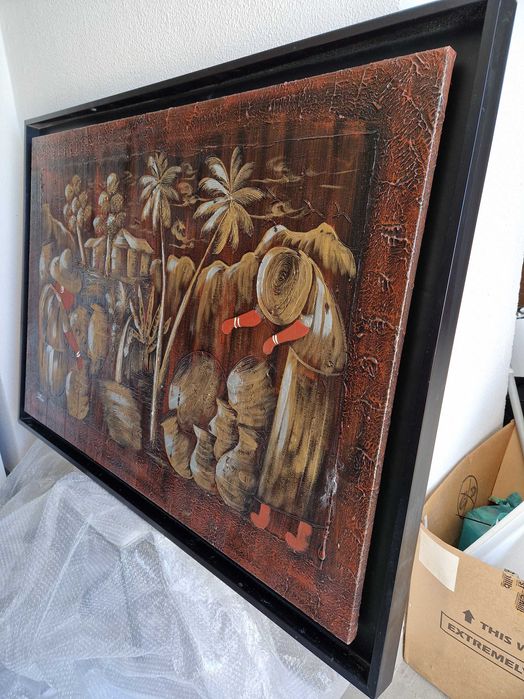 2 Quadros com tela original e moldura de madeira