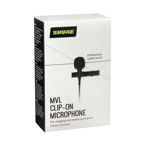 Microfone de lapela Shure MVL – Profissional, como novo