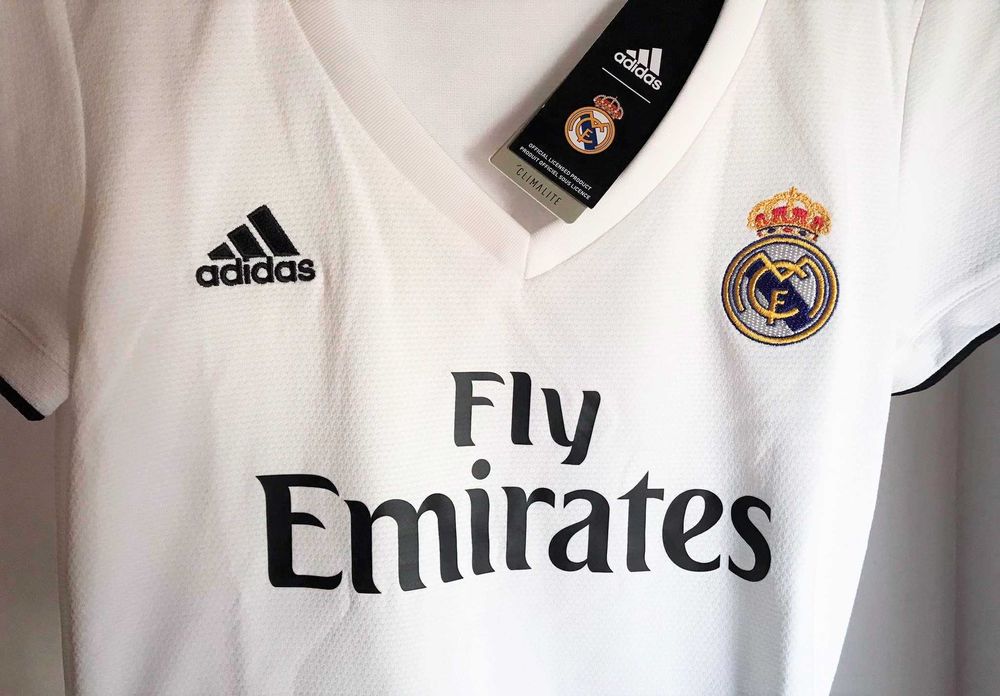 camisola oficial Real Madrid Adidas futebol mulher t shirt football la liga equipamento